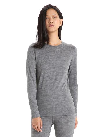 Base Layers Icebreaker Merino 200 Oasis Long Sleeve Crewe Thermal Top Femme Grise | FR 1930EBCX